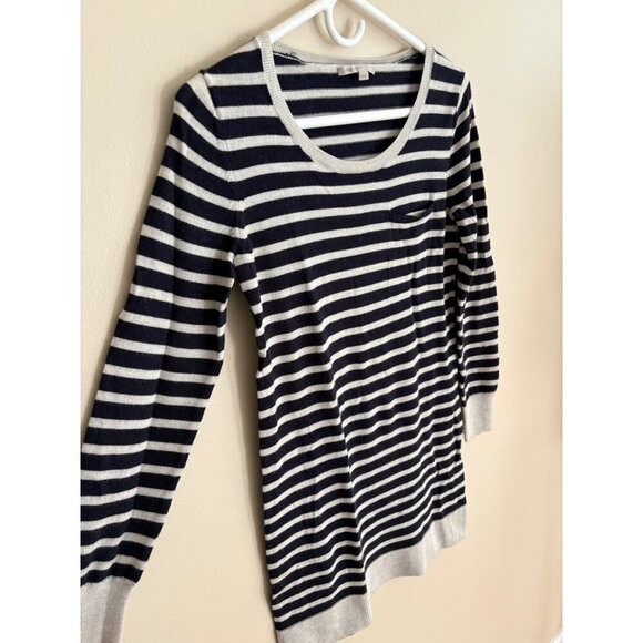 GAP Navy & Gray Striped Merino Wool Blend Mini Sweater Dress Size Small - Picture 3 of 12